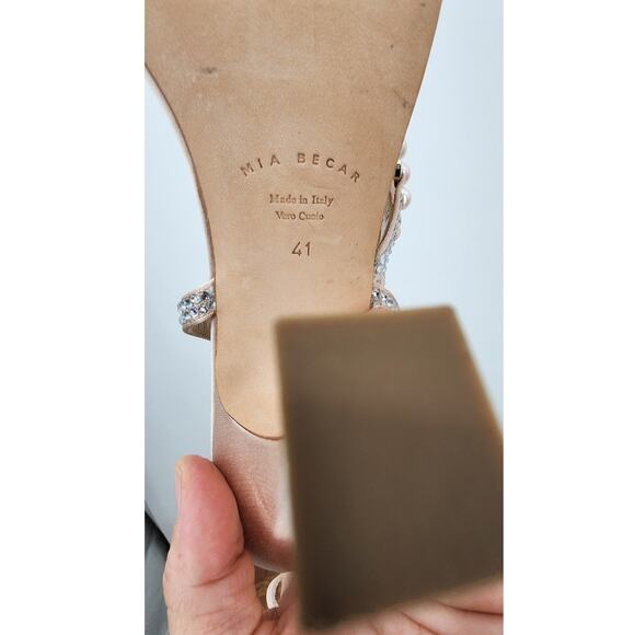 Mia Becar Gold Champane Audrey Sandal Size 41 US 11 Bling Strappy Dress Formal - Picture 15 of 16